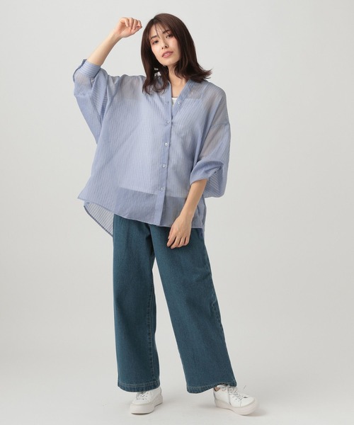 Elura（エルーラ）の「シアーストライプドルマンシャツ/996263（シャツ/ブラウス・レディース・ブルー/ブラック/オフホワイト・FREE）」の17枚目の写真