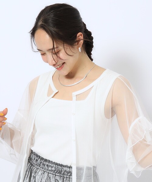 Cutie Blonde（キューティーブロンド）の「◆【前後2WAY】テレコタンクトップ（タンクトップ・レディース・ブラウン系その他/ブラック/ブラック系その他2/ホワイト系・04/03/02）」の2枚目の写真