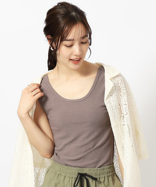 Cutie Blonde（キューティーブロンド）の「◆【前後2WAY】テレコタンクトップ（タンクトップ・レディース・ブラウン系その他/ブラック/ブラック系その他2/ホワイト系・04/03/02）」の4枚目の写真