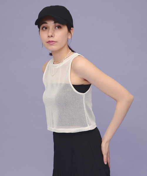 eL（エル）の「【eL】Mesh Short sleeveless/117072（Tシャツ/カットソー・レディース・ブラック/ホワイト・FREE）」の6枚目の写真