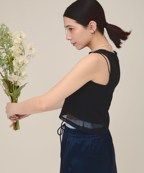 eL（エル）の「【eL】Mesh Short sleeveless/117072（Tシャツ/カットソー・レディース・ブラック/ホワイト・FREE）」の9枚目の写真