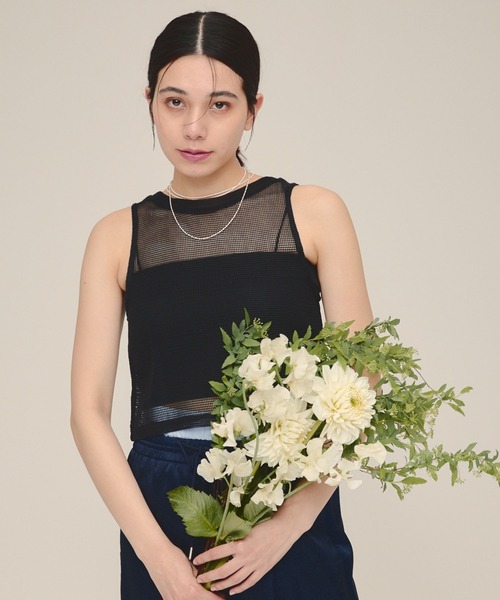 eL（エル）の「【eL】Mesh Short sleeveless/117072（Tシャツ/カットソー・レディース・ブラック/ホワイト・FREE）」の14枚目の写真