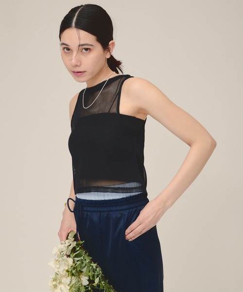 eL（エル）の「【eL】Mesh Short sleeveless/117072（Tシャツ/カットソー・レディース・ブラック/ホワイト・FREE）」の15枚目の写真