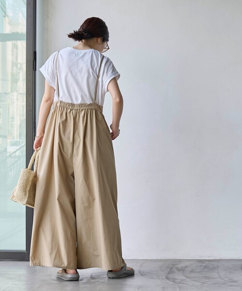 coen（コーエン）の「【2セットアイテム】フレンチスリーブTシャツ×ギャザーサロペット（サロペット/オーバーオール・レディース・ベージュ/オリーブ/ブラック・L/M）」の7枚目の写真