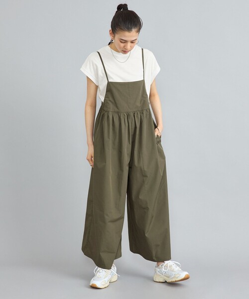 coen（コーエン）の「【2セットアイテム】フレンチスリーブTシャツ×ギャザーサロペット（サロペット/オーバーオール・レディース・ベージュ/オリーブ/ブラック・L/M）」の10枚目の写真