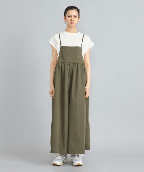 coen（コーエン）の「【2セットアイテム】フレンチスリーブTシャツ×ギャザーサロペット（サロペット/オーバーオール・レディース・ベージュ/オリーブ/ブラック・L/M）」の16枚目の写真