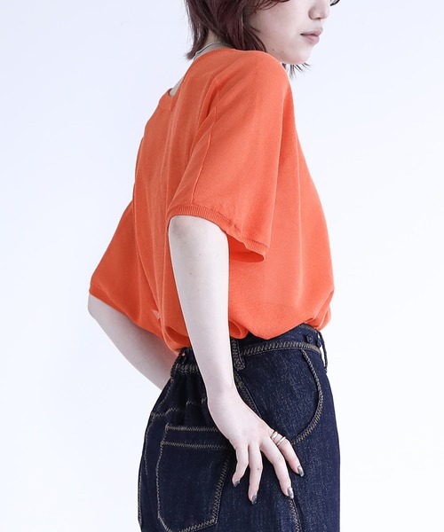 n'OrLABEL（ノアールレーベル）の「【機能素材】『ドルマンシアーニット』（Tシャツ/カットソー・レディース・ライトグレー/グレイッシュブルー/オレンジ/ホワイト系その他/ブラック・FREE）」の14枚目の写真