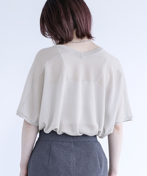 n'OrLABEL（ノアールレーベル）の「【機能素材】『ドルマンシアーニット』（Tシャツ/カットソー・レディース・ライトグレー/グレイッシュブルー/オレンジ/ホワイト系その他/ブラック・FREE）」の17枚目の写真