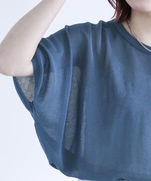 n'OrLABEL（ノアールレーベル）の「【機能素材】『ドルマンシアーニット』（Tシャツ/カットソー・レディース・ライトグレー/グレイッシュブルー/オレンジ/ホワイト系その他/ブラック・FREE）」の9枚目の写真