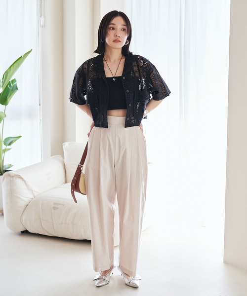 VIS（ビス）の「クロシェ開襟シャツカーディガン（カーディガン/ボレロ・レディース・ブラック/ホワイト系その他5・FREE）」の8枚目の写真