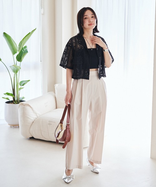 VIS（ビス）の「クロシェ開襟シャツカーディガン（カーディガン/ボレロ・レディース・ブラック/ホワイト系その他5・FREE）」の9枚目の写真