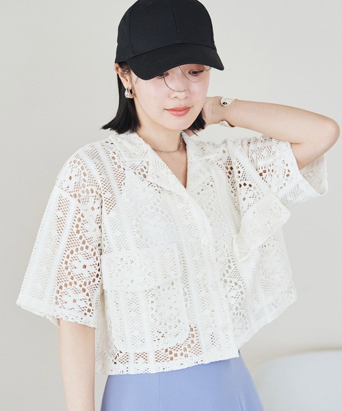 VIS（ビス）の「クロシェ開襟シャツカーディガン（カーディガン/ボレロ・レディース・ブラック/ホワイト系その他5・FREE）」の12枚目の写真