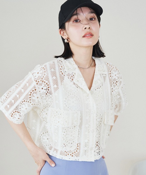 VIS（ビス）の「クロシェ開襟シャツカーディガン（カーディガン/ボレロ・レディース・ブラック/ホワイト系その他5・FREE）」の13枚目の写真