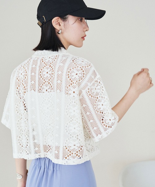 VIS（ビス）の「クロシェ開襟シャツカーディガン（カーディガン/ボレロ・レディース・ブラック/ホワイト系その他5・FREE）」の14枚目の写真