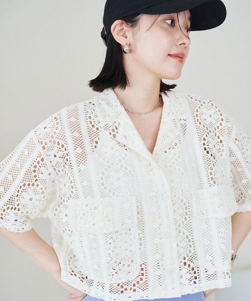 VIS（ビス）の「クロシェ開襟シャツカーディガン（カーディガン/ボレロ・レディース・ブラック/ホワイト系その他5・FREE）」の15枚目の写真