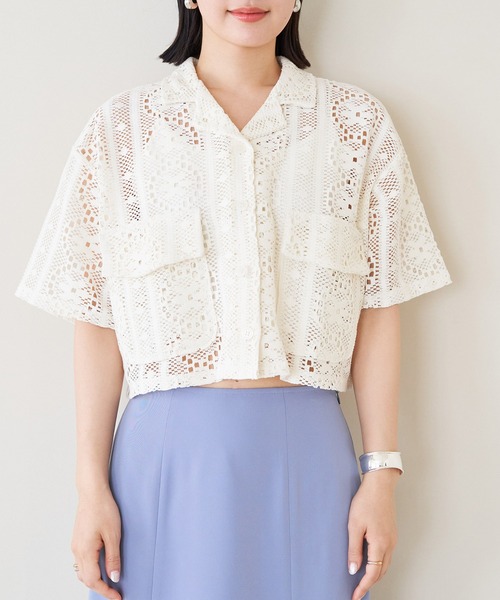 VIS（ビス）の「クロシェ開襟シャツカーディガン（カーディガン/ボレロ・レディース・ブラック/ホワイト系その他5・FREE）」の16枚目の写真