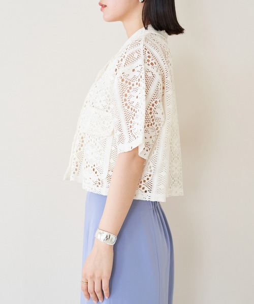 VIS（ビス）の「クロシェ開襟シャツカーディガン（カーディガン/ボレロ・レディース・ブラック/ホワイト系その他5・FREE）」の17枚目の写真