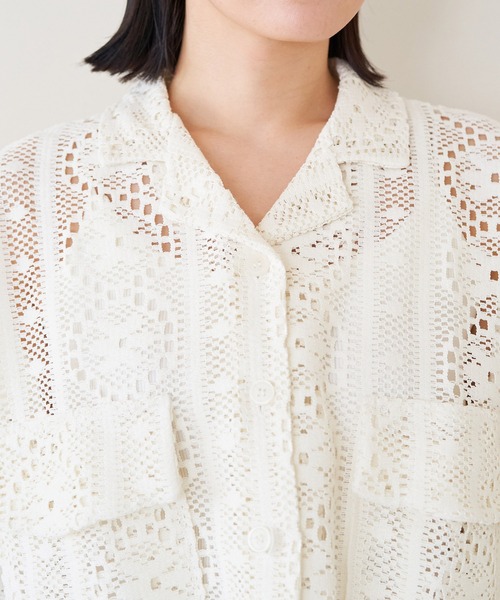 VIS（ビス）の「クロシェ開襟シャツカーディガン（カーディガン/ボレロ・レディース・ブラック/ホワイト系その他5・FREE）」の19枚目の写真