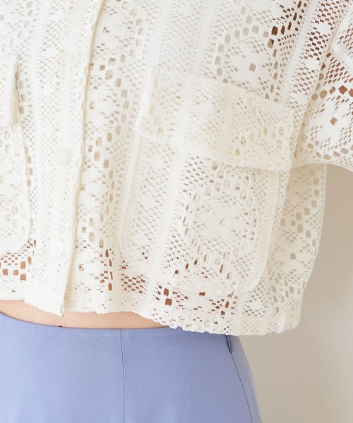 VIS（ビス）の「クロシェ開襟シャツカーディガン（カーディガン/ボレロ・レディース・ブラック/ホワイト系その他5・FREE）」の21枚目の写真