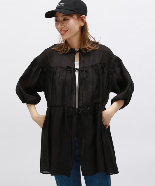 LAKOLE(ラコレ)の「2WAYティアードチュニック / 124159(シャツ/ブラウス・レディース・ブラック/オフホワイト/イエロー・SMALL/MEDIUM)」の5枚目の写真