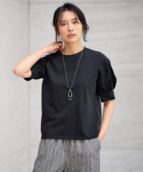 ANY(エニィ)の「パフスリーブプルオーバー(Tシャツ/カットソー・レディース・グリーン系/アイボリー系/ブラウン系/ブラック系・2/3/F)」の2枚目の写真