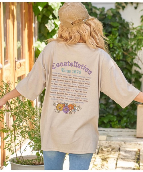 anap mimpi(アナップミンピ)の「SUN&FLOWERプリント 半袖 ビッグ Tシャツ(Tシャツ/カットソー・レディース・ホワイト/ブラック/グレイッシュベージュ・FREE)」の13枚目の写真