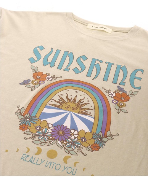 anap mimpi(アナップミンピ)の「SUN&FLOWERプリント 半袖 ビッグ Tシャツ(Tシャツ/カットソー・レディース・ホワイト/ブラック/グレイッシュベージュ・FREE)」の21枚目の写真