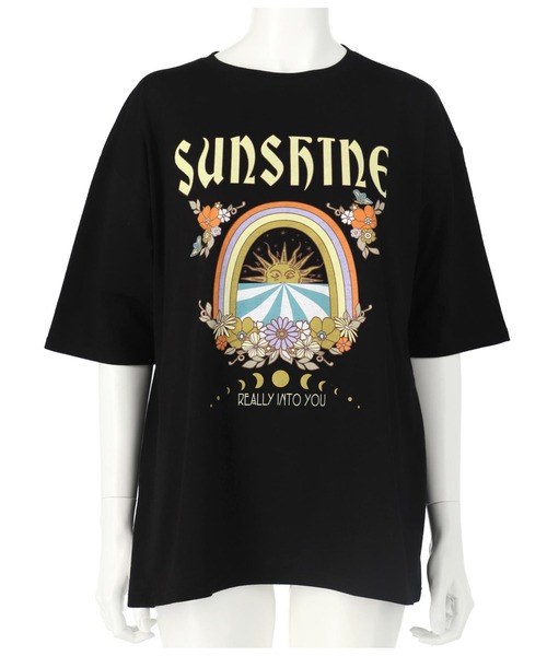 anap mimpi(アナップミンピ)の「SUN&FLOWERプリント 半袖 ビッグ Tシャツ(Tシャツ/カットソー・レディース・ホワイト/ブラック/グレイッシュベージュ・FREE)」の17枚目の写真