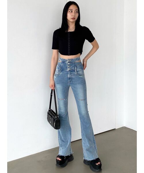 EMODA（エモダ）の「ラウンドフックショートトップ（Tシャツ/カットソー・レディース・ブラック/ホワイト/ブルー/その他・FREE）」の20枚目の写真