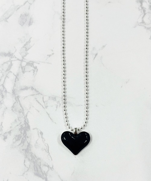 poiregnee（ポワニェ）の「［select］ブラックハートネックレス（ネックレス・レディース・ブラック・FREE）」の2枚目の写真