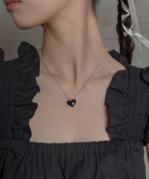 poiregnee（ポワニェ）の「［select］ブラックハートネックレス（ネックレス・レディース・ブラック・FREE）」の6枚目の写真