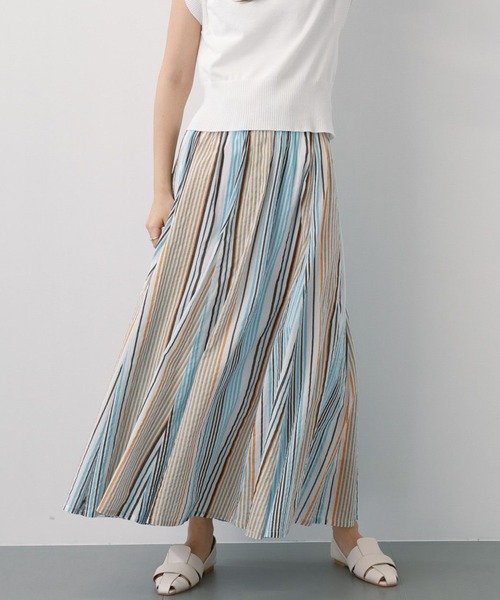 saloon(サルーン)の「SALOON(サルーン)/コットンボイルパネルスカート【手洗い可】ロング丈(スカート・レディース・ブラック/マルチ/オレンジ・FREE)」の3枚目の写真