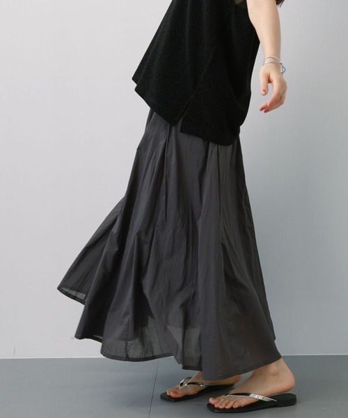 saloon(サルーン)の「SALOON(サルーン)/コットンボイルパネルスカート【手洗い可】ロング丈(スカート・レディース・ブラック/マルチ/オレンジ・FREE)」の2枚目の写真