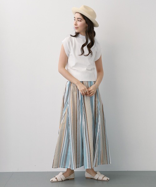 saloon(サルーン)の「SALOON(サルーン)/コットンボイルパネルスカート【手洗い可】ロング丈(スカート・レディース・ブラック/マルチ/オレンジ・FREE)」の16枚目の写真