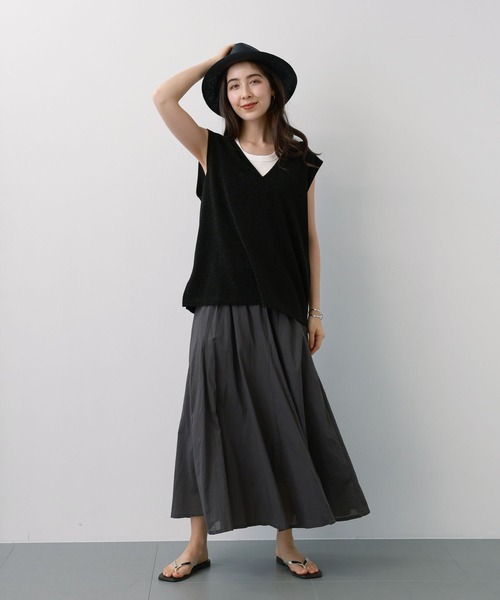 saloon(サルーン)の「SALOON(サルーン)/コットンボイルパネルスカート【手洗い可】ロング丈(スカート・レディース・ブラック/マルチ/オレンジ・FREE)」の20枚目の写真