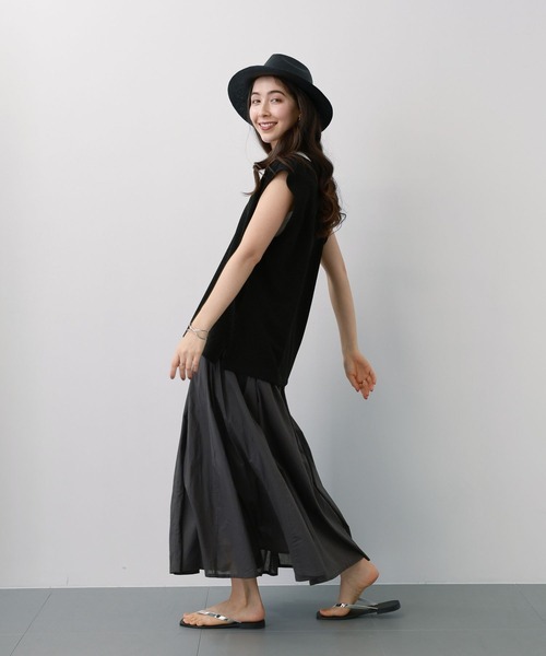 saloon(サルーン)の「SALOON(サルーン)/コットンボイルパネルスカート【手洗い可】ロング丈(スカート・レディース・ブラック/マルチ/オレンジ・FREE)」の19枚目の写真