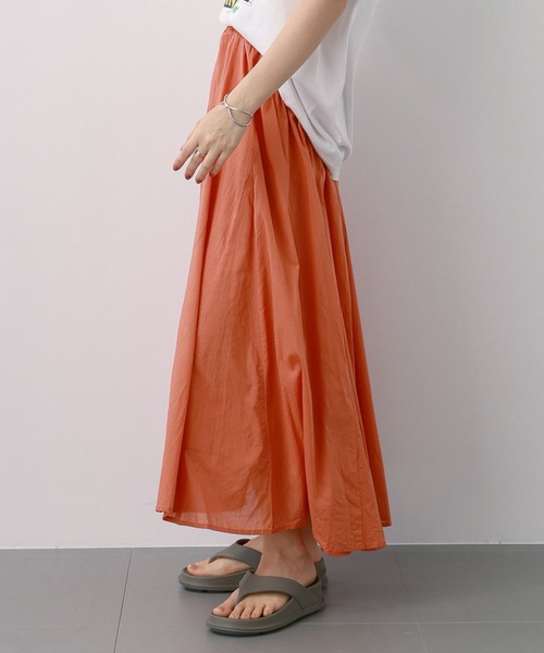 saloon(サルーン)の「SALOON(サルーン)/コットンボイルパネルスカート【手洗い可】ロング丈(スカート・レディース・ブラック/マルチ/オレンジ・FREE)」の11枚目の写真