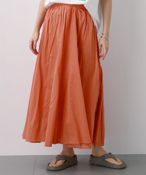 saloon(サルーン)の「SALOON(サルーン)/コットンボイルパネルスカート【手洗い可】ロング丈(スカート・レディース・ブラック/マルチ/オレンジ・FREE)」の10枚目の写真