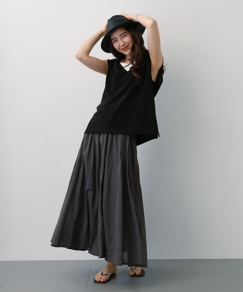 saloon(サルーン)の「SALOON(サルーン)/コットンボイルパネルスカート【手洗い可】ロング丈(スカート・レディース・ブラック/マルチ/オレンジ・FREE)」の17枚目の写真