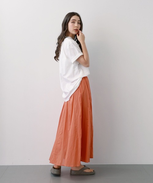 saloon(サルーン)の「SALOON(サルーン)/コットンボイルパネルスカート【手洗い可】ロング丈(スカート・レディース・ブラック/マルチ/オレンジ・FREE)」の21枚目の写真