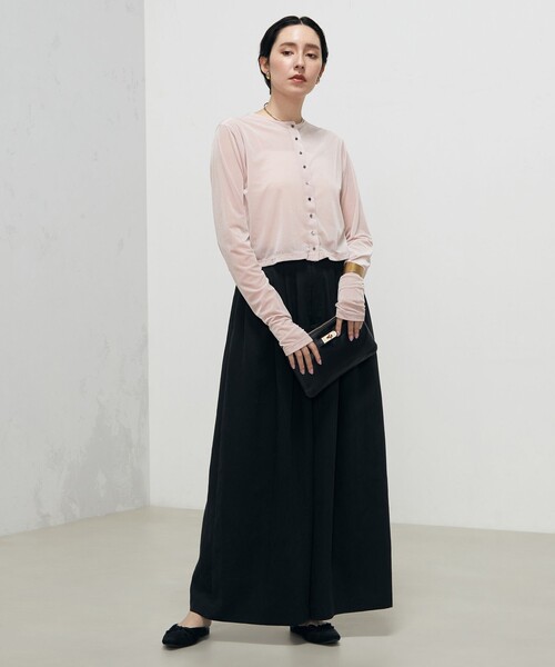 NOLLEY’S（ノーリーズ）の「シアーベロア2WAYカーディガン（カーディガン/ボレロ・レディース・ベビーピンク/ネイビー/ブラック・FREE）」の4枚目の写真