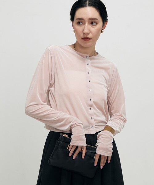 NOLLEY’S（ノーリーズ）の「シアーベロア2WAYカーディガン（カーディガン/ボレロ・レディース・ベビーピンク/ネイビー/ブラック・FREE）」の11枚目の写真