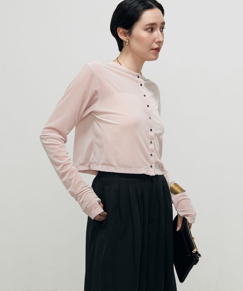 NOLLEY’S（ノーリーズ）の「シアーベロア2WAYカーディガン（カーディガン/ボレロ・レディース・ベビーピンク/ネイビー/ブラック・FREE）」の17枚目の写真