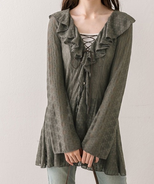 OLIVE des OLIVE(オリーブデオリーブ)の「ラッフルレースアップチュニック(その他トップス・レディース・ベージュ/カーキ/アイボリー・FREE)」の20枚目の写真