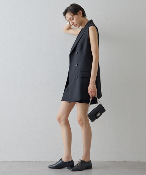 Whim Gazette ウィムガゼット ペプラム ジレ ブラック Whim Gazette（ウィムガゼット）の「ペプラムジレ（ベスト）」 - WEAR