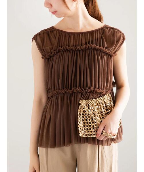 Te chichi（テチチ）の「2WAYチュールティアードレイヤートップス（シャツ/ブラウス・レディース・ブラウン/グレー/ブラック・F）」の3枚目の写真