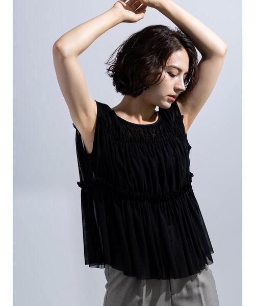Te chichi（テチチ）の「2WAYチュールティアードレイヤートップス（シャツ/ブラウス・レディース・ブラウン/グレー/ブラック・F）」の7枚目の写真