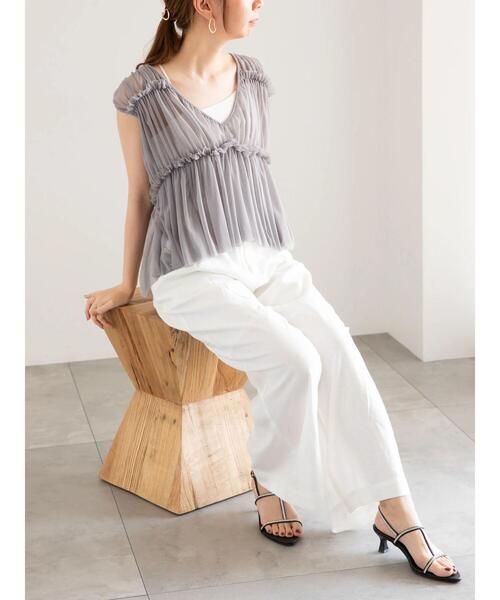 Te chichi（テチチ）の「2WAYチュールティアードレイヤートップス（シャツ/ブラウス・レディース・ブラウン/グレー/ブラック・F）」の5枚目の写真