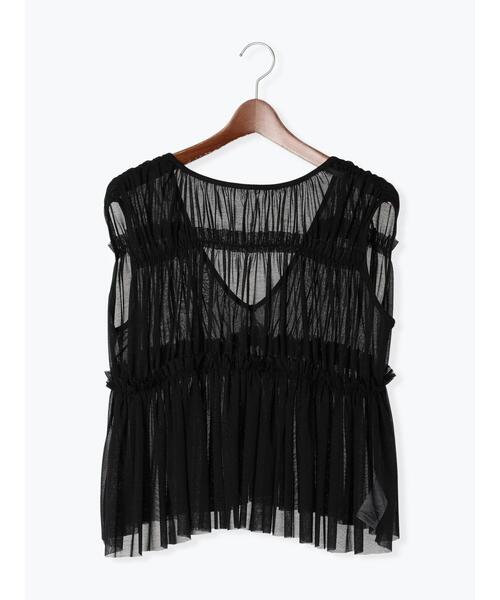 Te chichi（テチチ）の「2WAYチュールティアードレイヤートップス（シャツ/ブラウス・レディース・ブラウン/グレー/ブラック・F）」の13枚目の写真