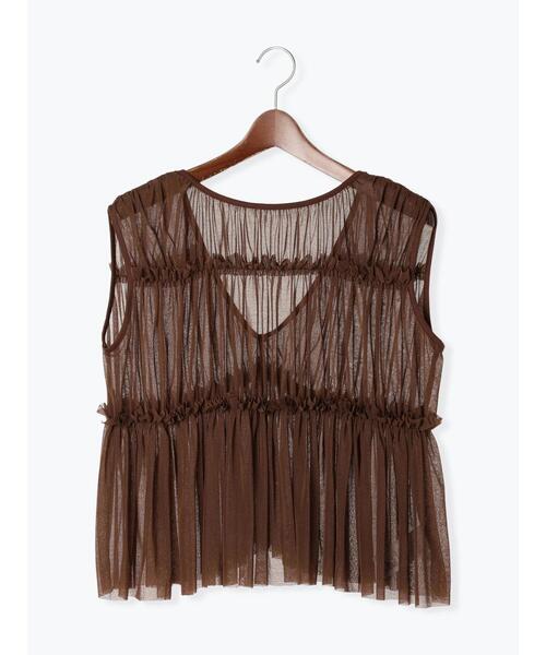 Te chichi（テチチ）の「2WAYチュールティアードレイヤートップス（シャツ/ブラウス・レディース・ブラウン/グレー/ブラック・F）」の12枚目の写真